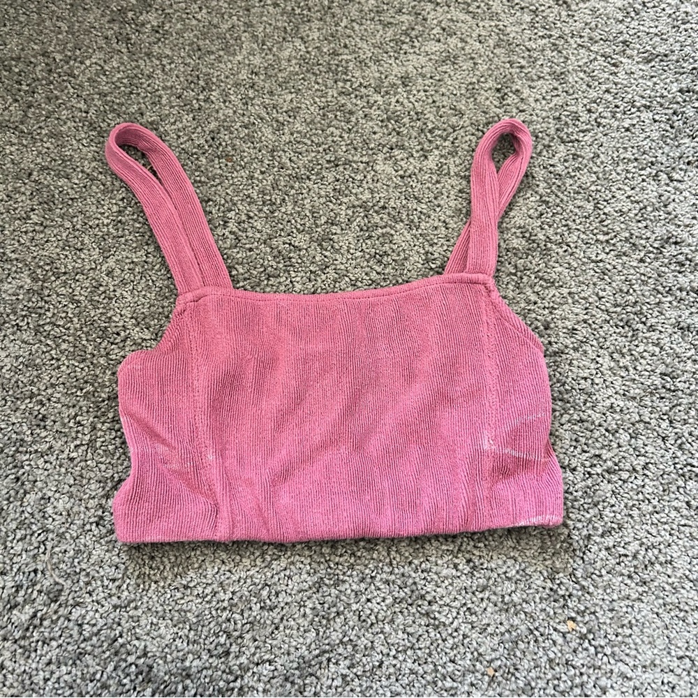 Zara Pink Ribbed Crop Top Tank